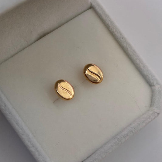SMOOTH COFFEE BEAN STUDS 8MM YELLOW GOLD COL 18K - 0.7GR