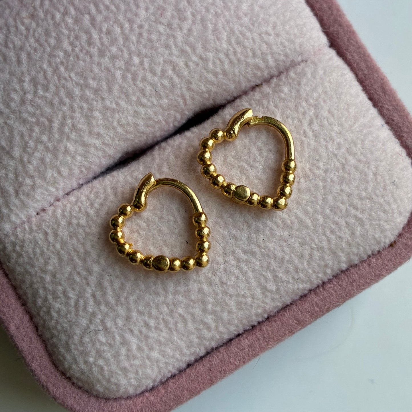 Pearly Heart Clip Earrings 0.7cm Yellow Gold Italy 18K - 1.39g