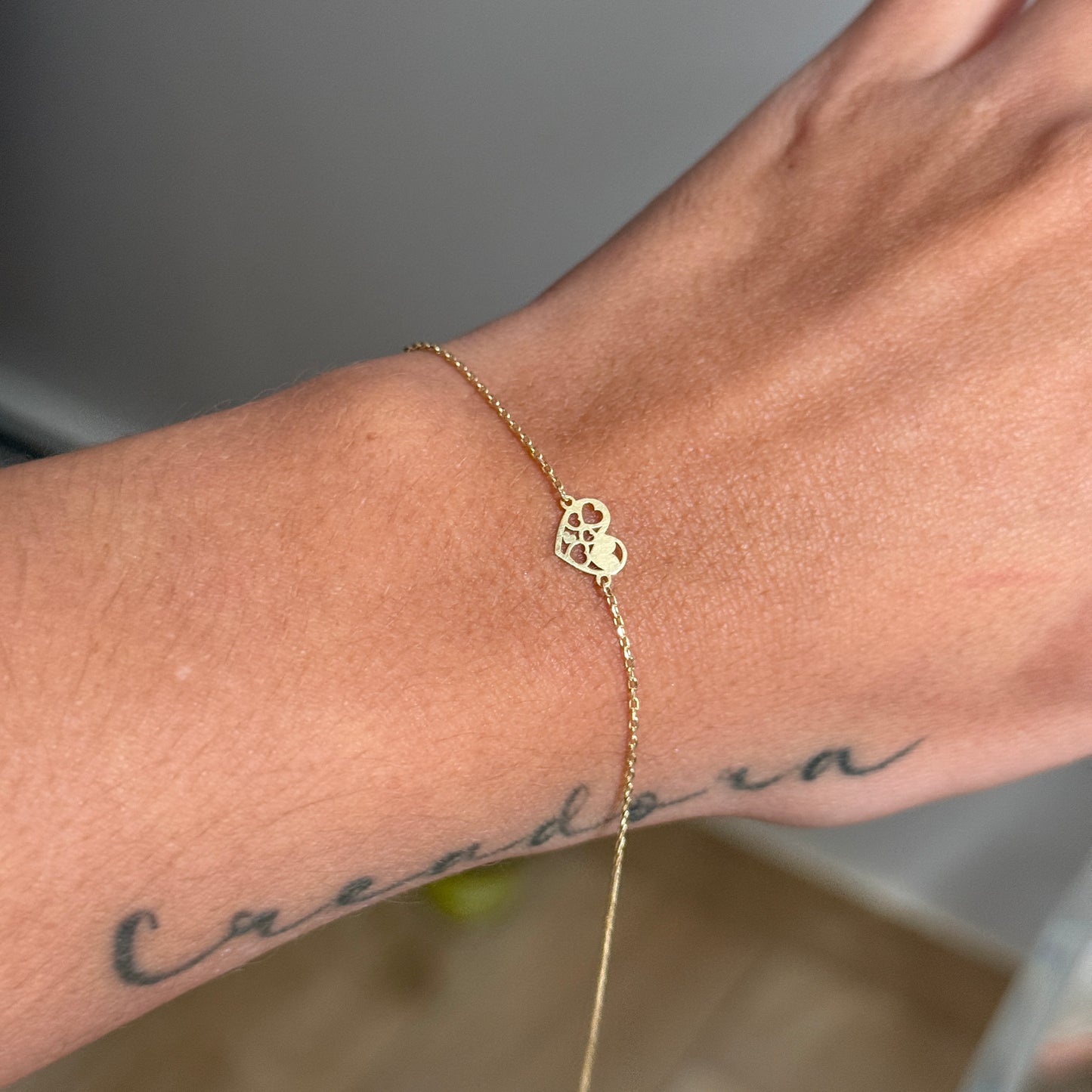 PULSO MINI ROLON + CORAZON ORO AMARILLO ITALY ESP 18K 17CM A 18CM - 0,81GR