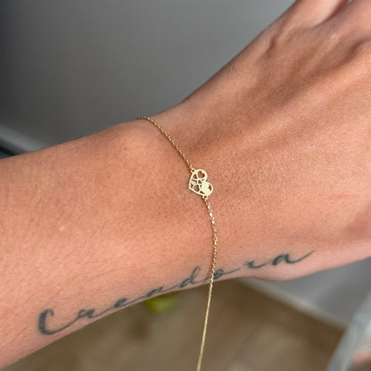 PULSO MINI ROLON + CORAZON ORO AMARILLO ITALY ESP 18K 17CM A 18CM - 0,81GR