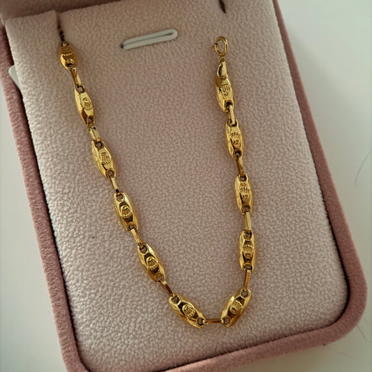RUSTIC CROWNS BRACELET 4.5MM YELLOW GOLD 18K 21.5CM - 3.41GR