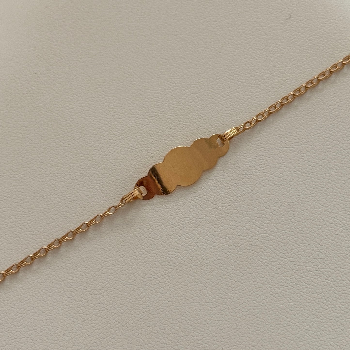 PULSERA ARO SEGUIDO PARA BEBE CON PLACA DE NUBE ORO AMARILLO 18K 15,5CM - 1,34GR