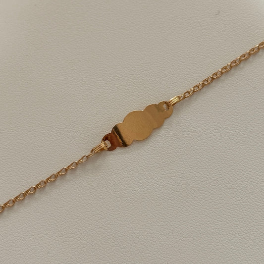 PULSERA ARO SEGUIDO PARA BEBE CON PLACA DE NUBE ORO AMARILLO 18K 15,5CM - 1,34GR