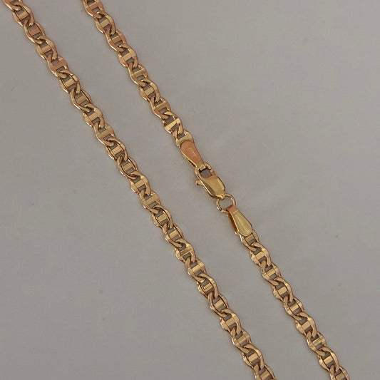 3MM DIAMOND CUT LADDER CHAIN ​​18K YELLOW GOLD ITALY 50CM - 4.83GR