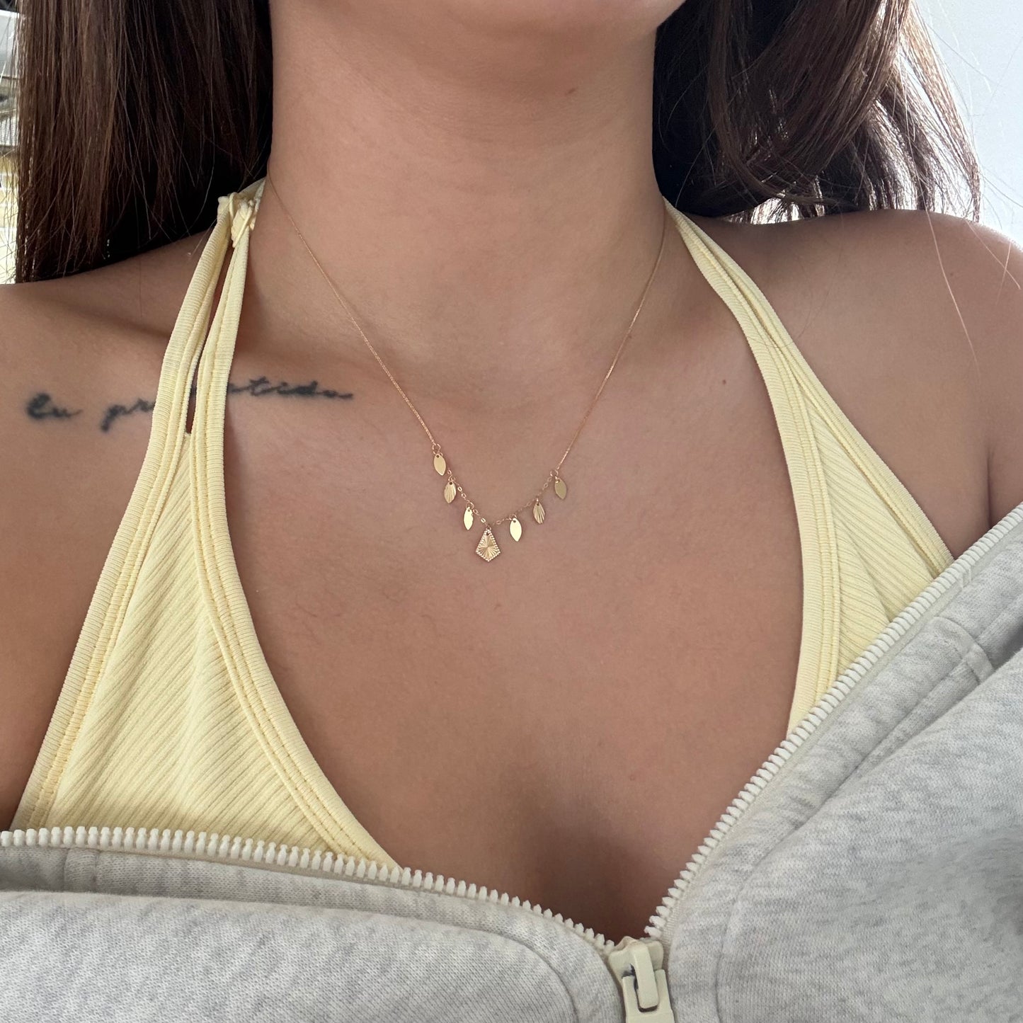 MINI FRANCO CHAIN ​​+ DIAMOND CHARMS YELLOW GOLD ITALY 18K 45CM - 1.1GR