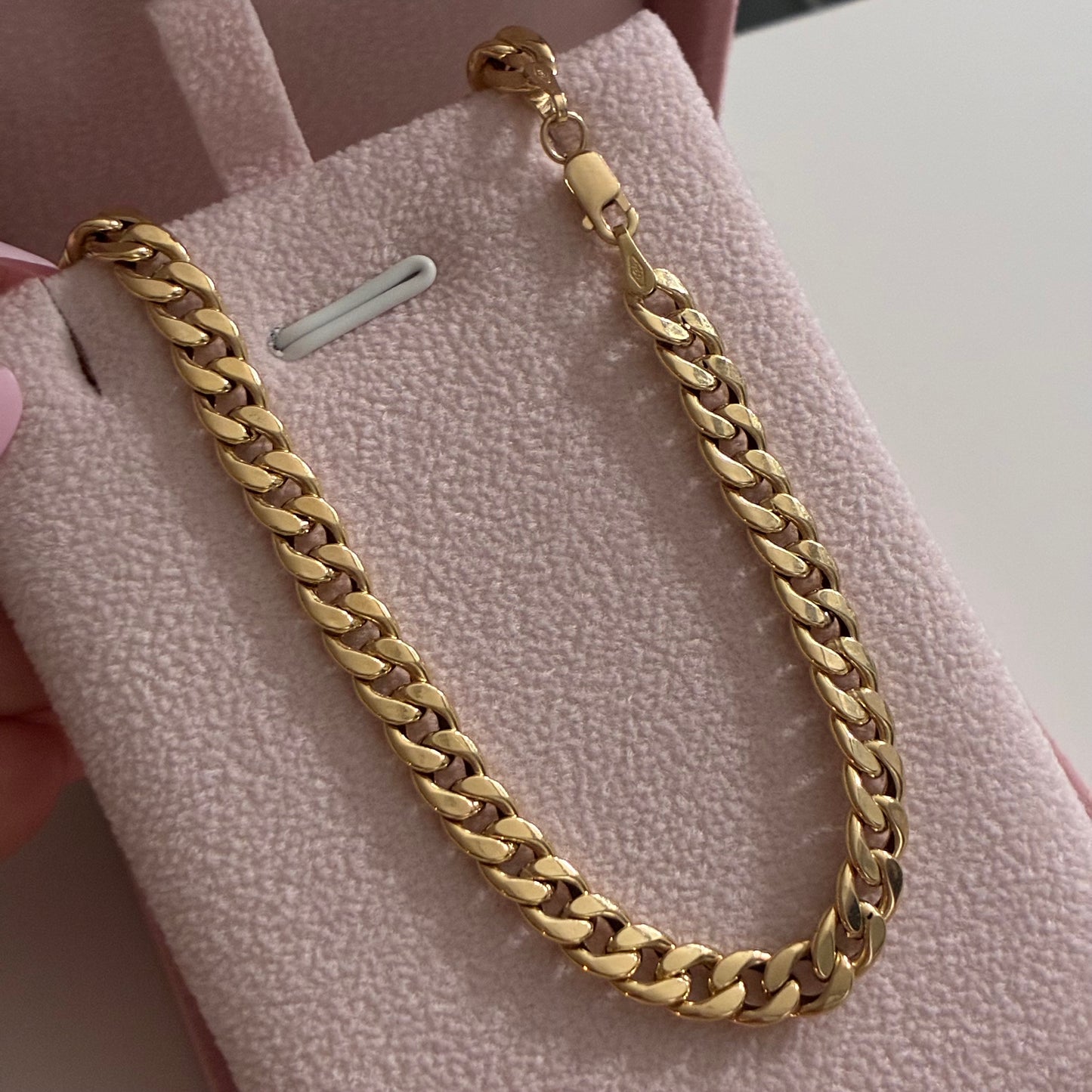 CADENA CUBANA REDONDA HUECA 5MM ORO AMARILLO ITALY 18K 50CM - 5,99GR