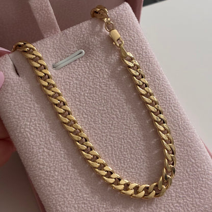 CADENA CUBANA REDONDA HUECA 5MM ORO AMARILLO ITALY 18K 50CM - 5,99GR