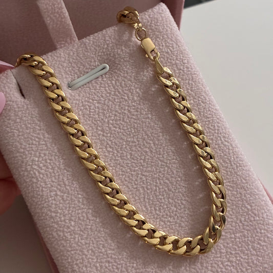 CADENA CUBANA REDONDA HUECA 5MM ORO AMARILLO ITALY 18K 50CM - 5,99GR