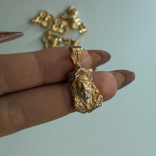 DIJE ROSTRO DE CRISTO 2.6CM ORO AMARILLO Y BLANCO COL 18K - 3,37GR