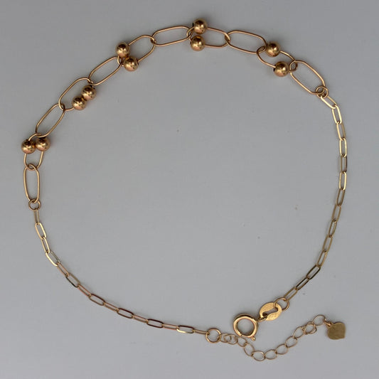 PULSERA PAPER CLIP +  BOLAS LISAS 3MM ORO AMARILLO ITALY ESP 18K 16CM  19CM - 0,79GR