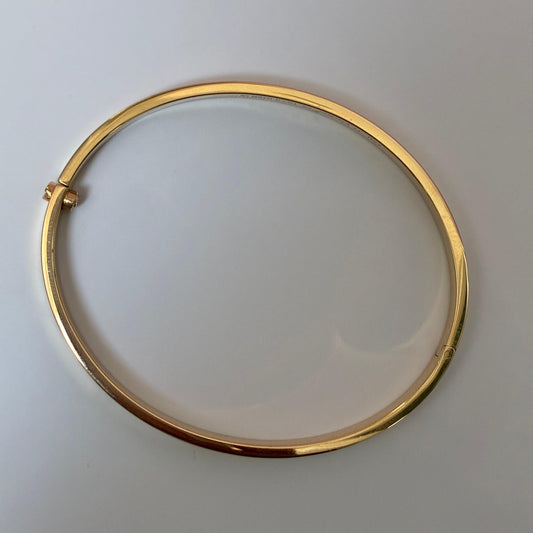 4MM PLAIN SIGNET STYLE HOOP BRACELET WITH SCREWDRIVER CLASP 18K YELLOW GOLD ITALY ESP 17CM - 5.55GR