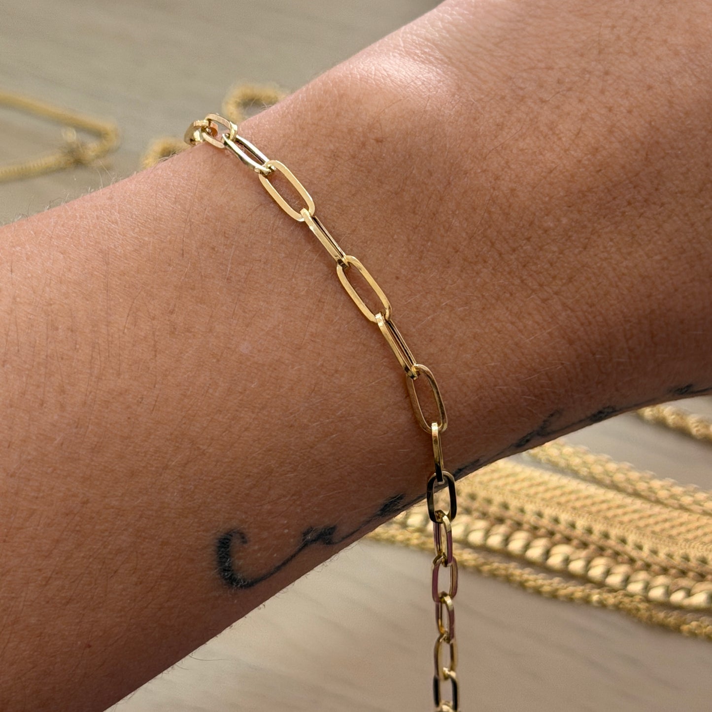 CAJON CLIP BRACELET 3.3MM ITALY 18K YELLOW GOLD -19CM 1.87GR