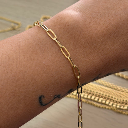 CAJON CLIP BRACELET 3.3MM ITALY 18K YELLOW GOLD -19CM 1.87GR