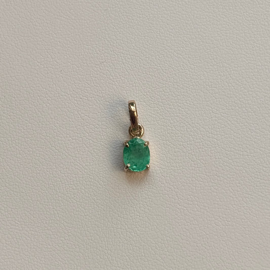 OVAL NATURAL EMERALD PENDANT 18K YELLOW GOLD 0.99GR+0.91QTS