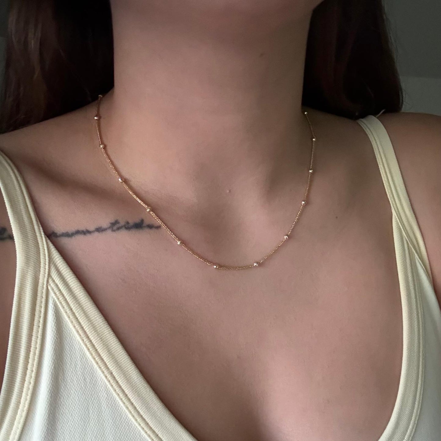 CADENA FRANCO + BOLAS DIAMANTADAS 3MM ORO AMARILLO ITALY 18K 45CM - 3,99GR