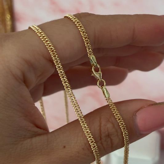 DOUBLE CUBAN CHAIN ​​WITH 1.5MM YELLOW GOLD ITALY 18K - 60CM 3.55GR