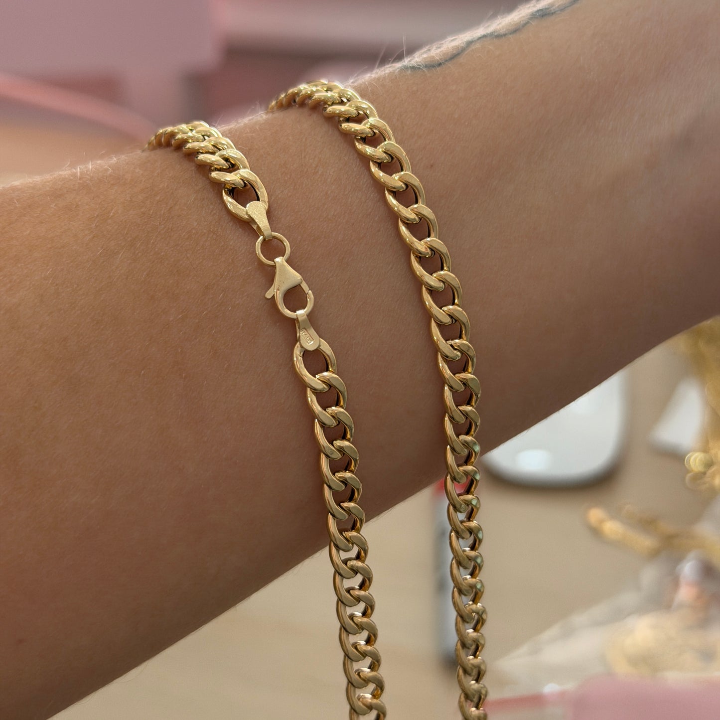 ROUND CUBAN CHAIN ​​5.57MM YELLOW GOLD ITALY 18K - 60CM 9.34GR