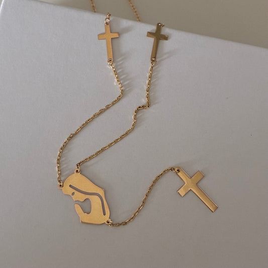MINI ROLON ROSARY WITH VIRGIN MARY YELLOW GOLD ITALY 18K 45CM - 3.53GR