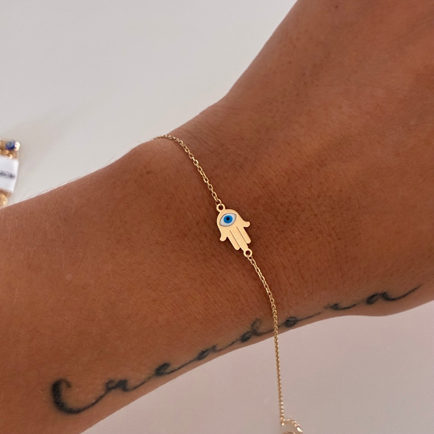 FATIMA HAND BRACELET, GOLDEN YELLOW GOLD, 18K ITALY ESP, 17CM TO 19CM - 1.0GR