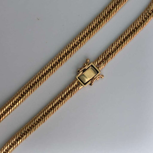 SNAKE BRACELET WHEAT STYLE 4MM YELLOW GOLD ITALY 18K 20CM - 4.13GR