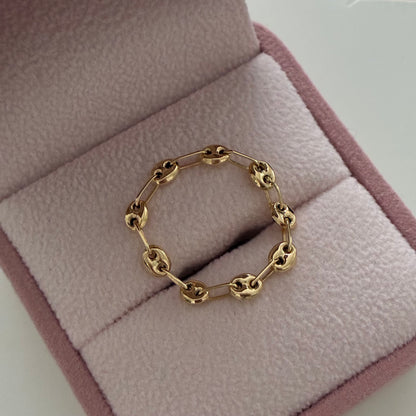 Coffee Bean Ring 3mm 18K Yellow Gold Size 6.5 to 7.5 - 0.68g