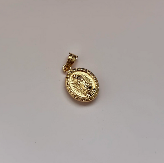 DIJE VIRGEN DE GUADALUPE DESTELLOS REDONDA 1.3CM ORO AMARILLO 18K - 0,7GR