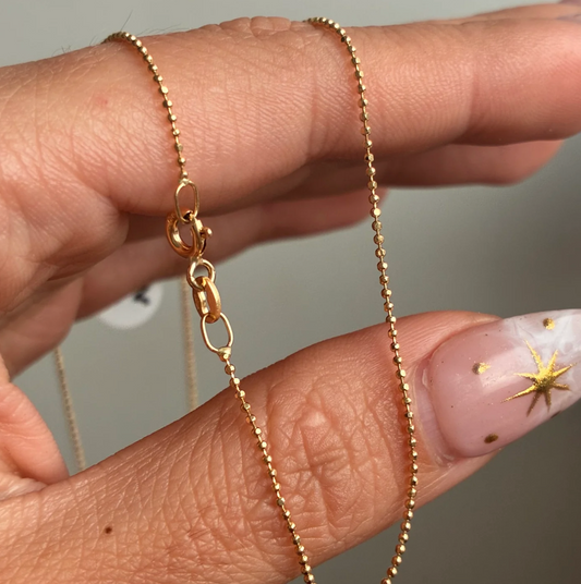 ITALY 18K YELLOW GOLD DIAMOND MINI MILITARY CHAIN 45CM - 2.02GR