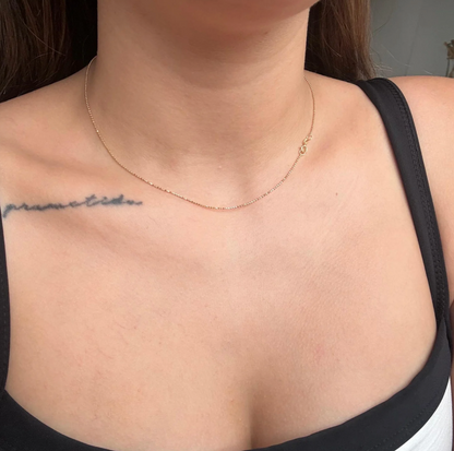 DIAMOND MINI MILITARY CHAIN 1MM ITALY 18K YELLOW GOLD 40CM - 1.67GR