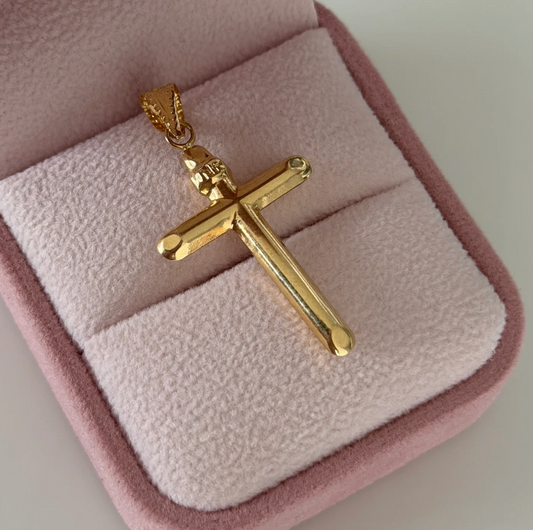 DIJE CRUZ LISA INRI 3.8CM ORO AMARILLO COL 18K - 1,3GR