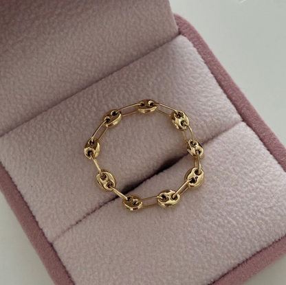 PLAIN COFFEE BEAN RING 3MM 18K YELLOW GOLD SIZE 8.5 TO 9.5 - 0.74GR