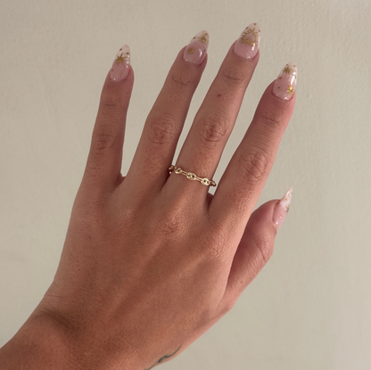 PLAIN COFFEE BEAN RING 3MM 18K YELLOW GOLD SIZE 8.5 TO 9.5 - 0.74GR