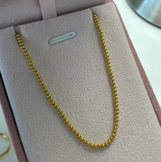 SMOOTH BALL MINI MILITARY CHAIN 2.5MM YELLOW GOLD ITALY 18K 42CM TO 45CM - 2.61GR