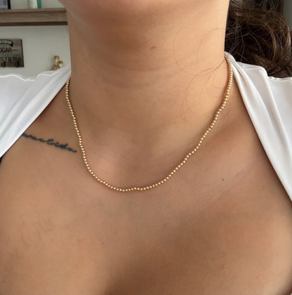 SMOOTH BALL MINI MILITARY CHAIN 2.5MM YELLOW GOLD ITALY 18K 42CM TO 45CM - 2.61GR