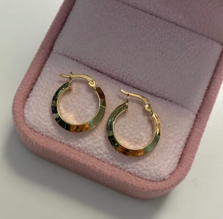 SMOOTH PYRAMIDAL HOOP EARRINGS 1.1CM YELLOW GOLD 18K - 1.09GR