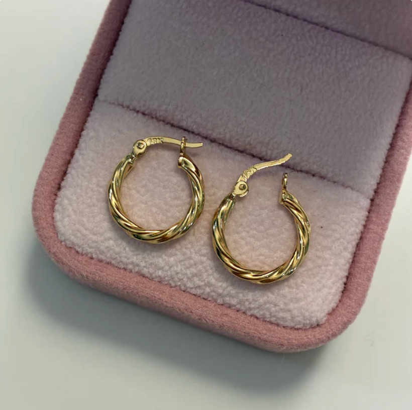 CANDONGAS RAYADAS LISAS 1.1CM ORO AMARILLO COL 18K - 1,13GR