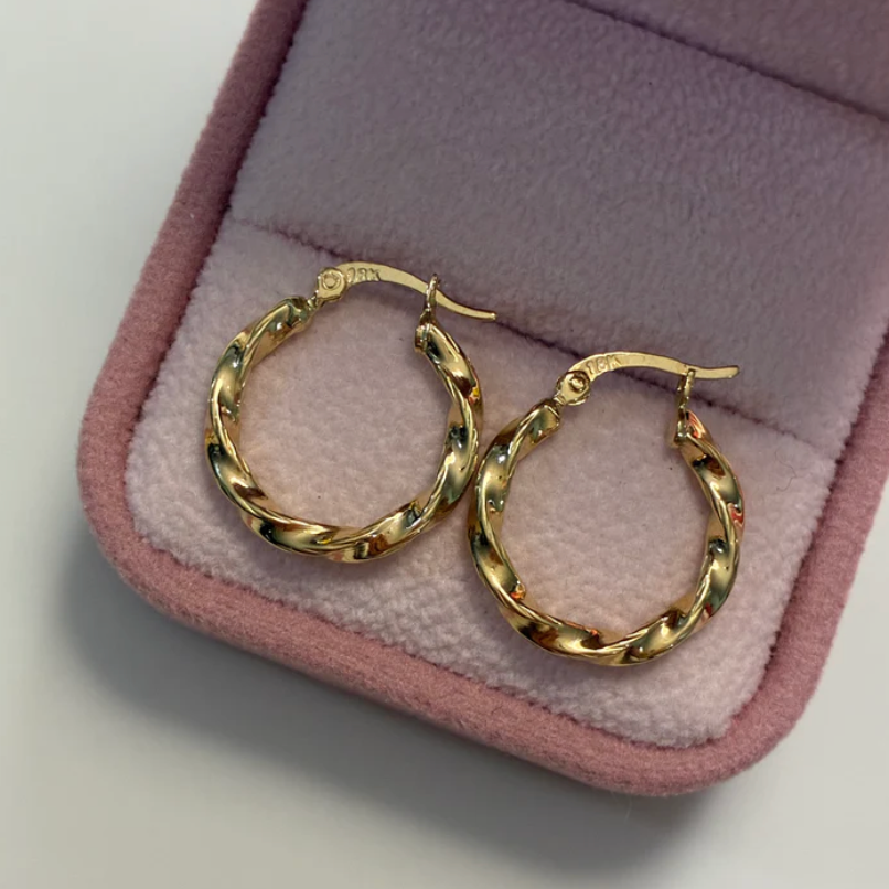 CANDONGAS ONDULADAS LISAS 1.4CM ORO AMARILLO COL 18K - 1,67GR