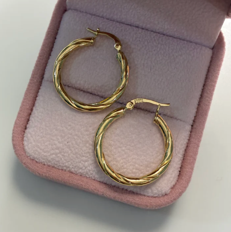 SMOOTH BRAIDED HOOP EARRINGS 1.7CM 18K YELLOW GOLD - 2.04GR