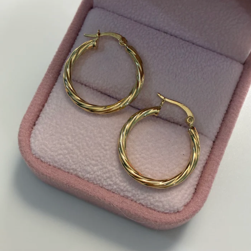 CANDONGAS TRENZADAS RAYADAS 1.7CM ORO AMARILLO COL 18K - 1,75GR
