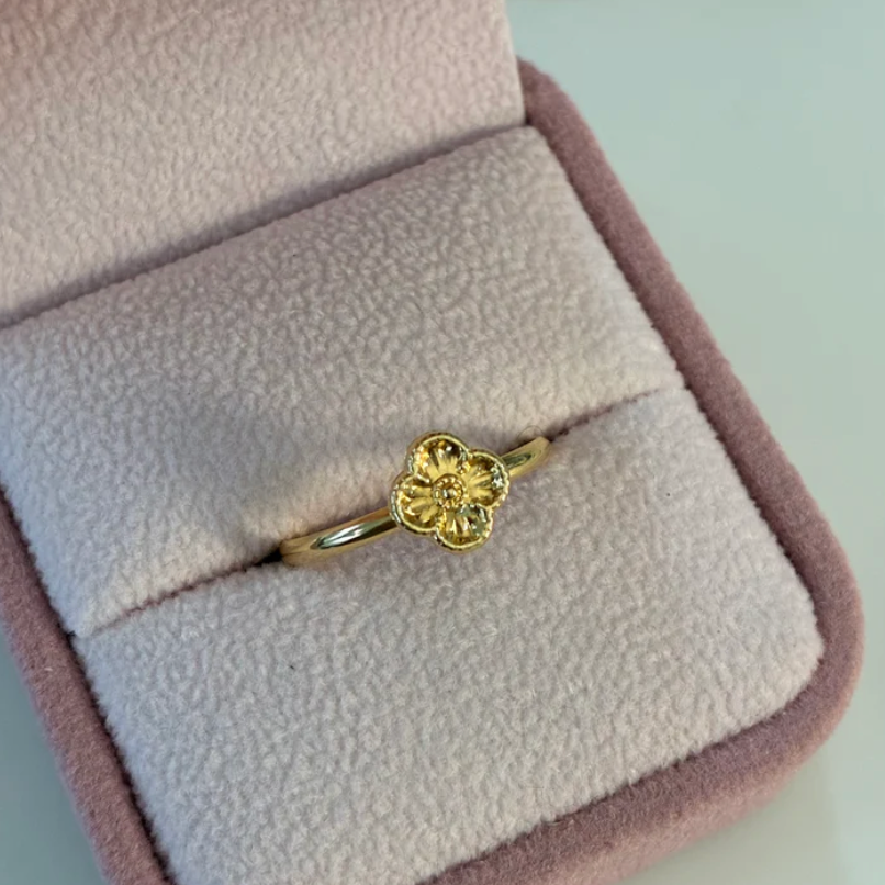 ANILLO TREBOL DIAMANTADO ORO AMARILLO COL 18K TALLA 7 - 0,78GR