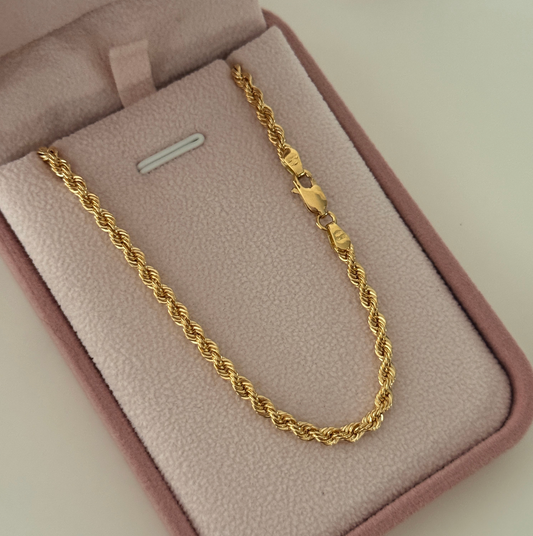 NECKLACE CHAIN 3.5MM YELLOW GOLD ITALY 18K 60CM - 8.1GR