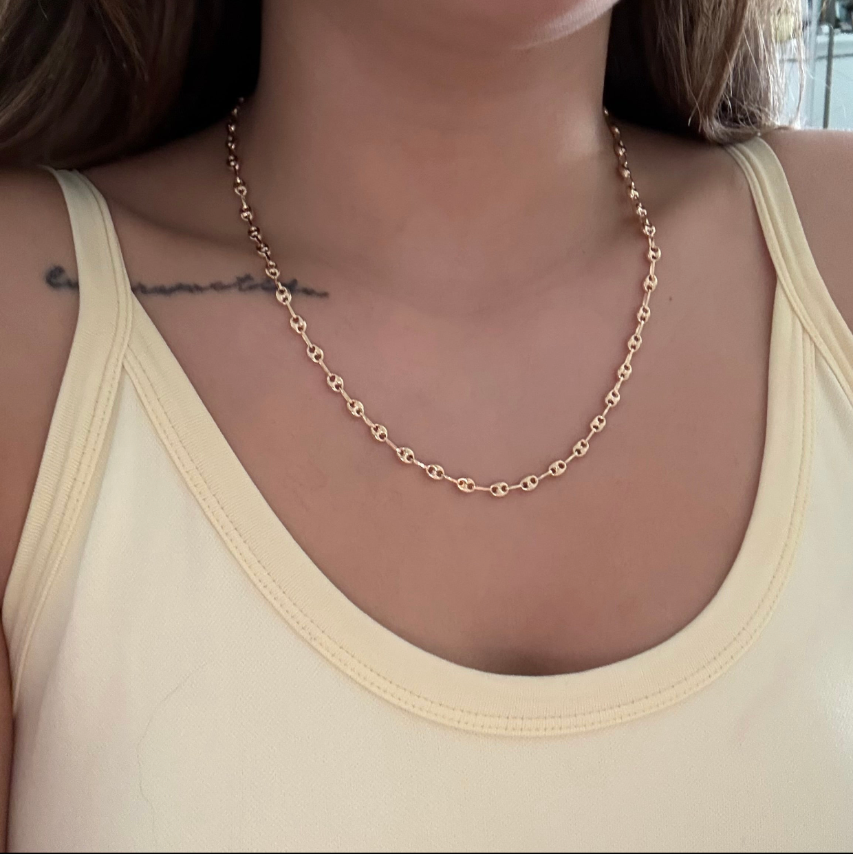 CADENA GRANO DE CAFÉ LISO 5MM ORO AMARILLO COL 18K 50CM - 8,37GR