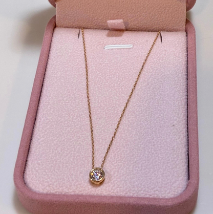 CADENA MINI ROLON + DIJE CHISPA PIEDRA BLANCA 3MM ORO AMARILLO ITALY 18K 45CM - 1,64GR