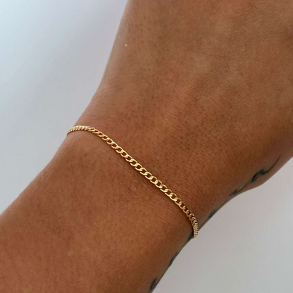 MINI CUBAN BRACELET 1MM YELLOW GOLD ITALY SPANISH 18K 18CM - 0.77GR