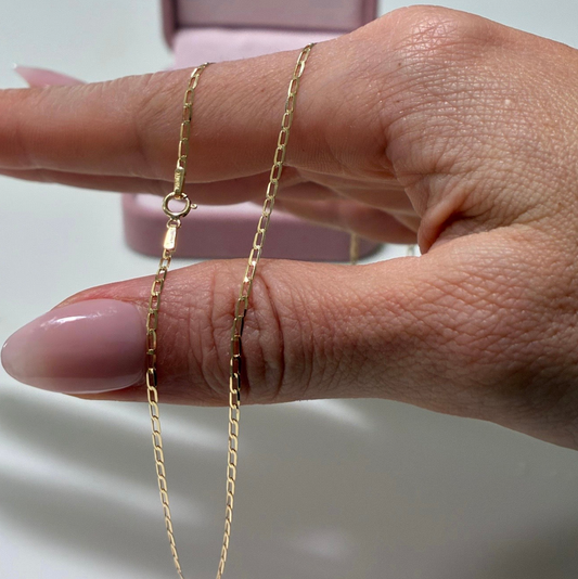 1.8MM DIAMOND CUBAN CHAIN YELLOW GOLD ITALY 18K 45CM - 1.3GR