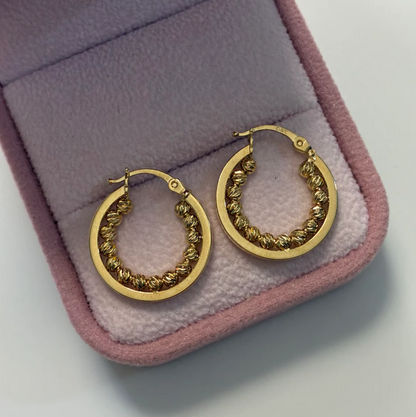CANDONGAS LISAS Y BOLAS DIAMANTADAS 1.2CM ORO AMARILLO ITALY 18K - 3,3GR