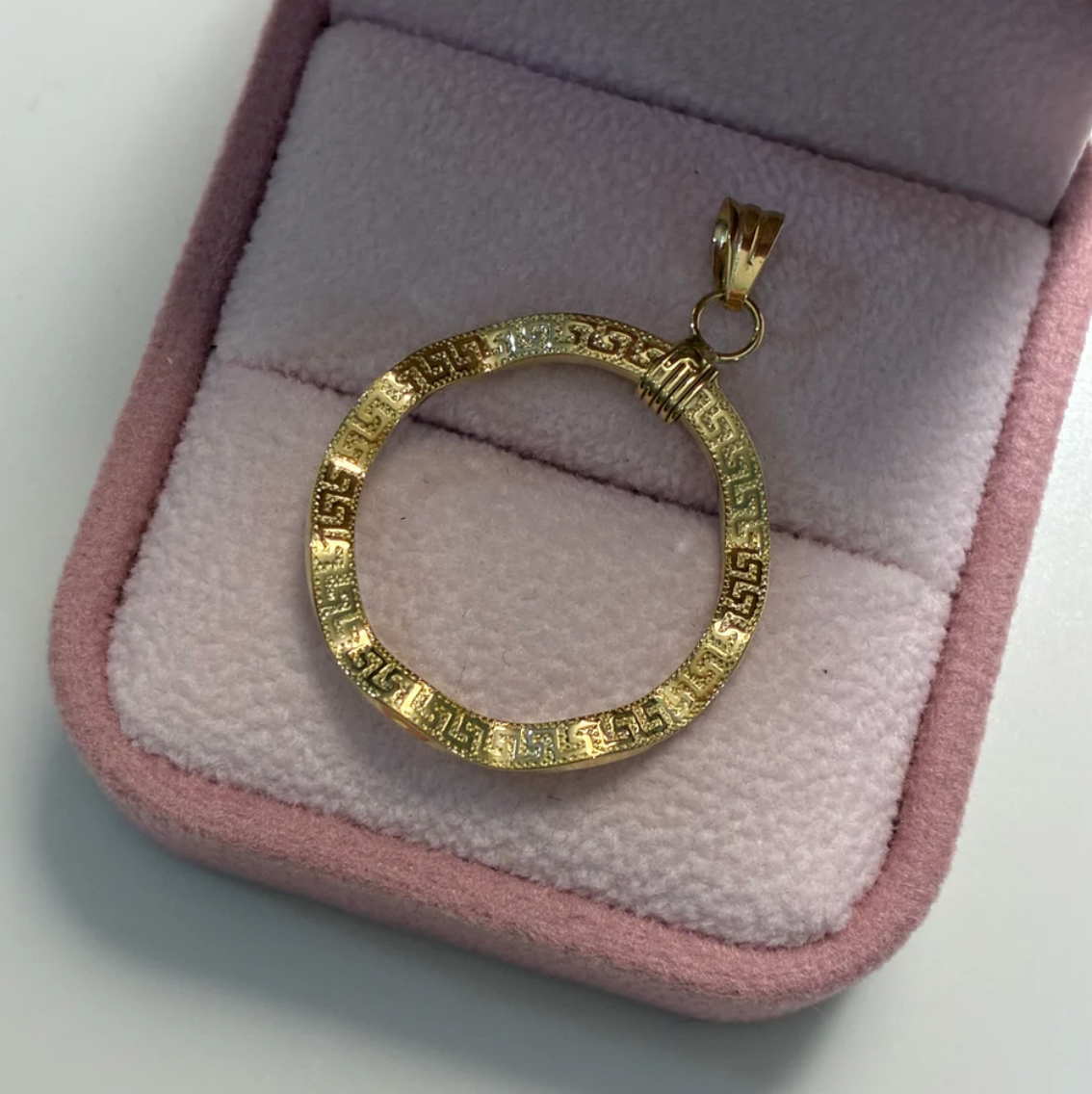 WAVY MEDUSA PENDANT 2.4CM YELLOW GOLD ITALY 18K - 1.1GR