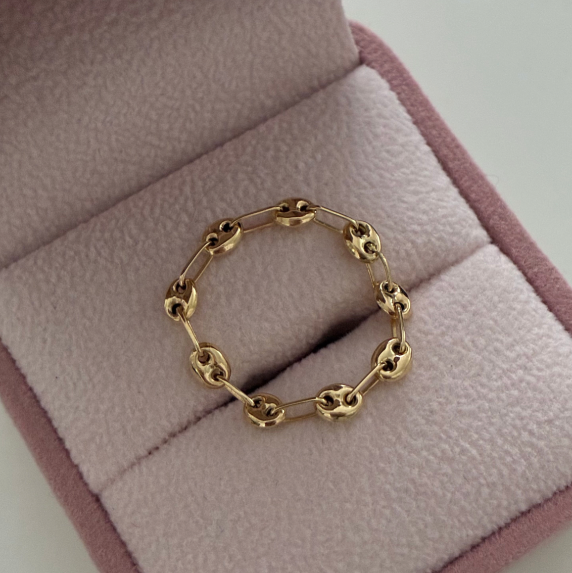 3MM COFFEE BEAN RING 18K YELLOW GOLD SIZE 3.5 TO 4.5 - 0.44GR