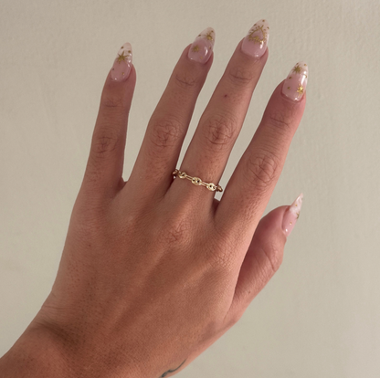 3MM COFFEE BEAN RING 18K YELLOW GOLD SIZE 3.5 TO 4.5 - 0.44GR