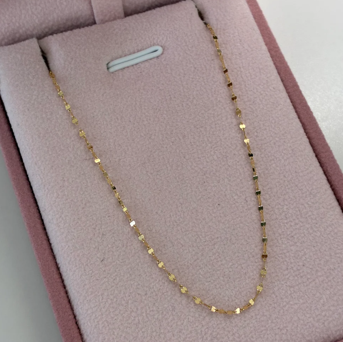 MINI POPCORN CHAIN 0.5MM YELLOW GOLD ITALY ESP 18K 45CM - 0.3GR