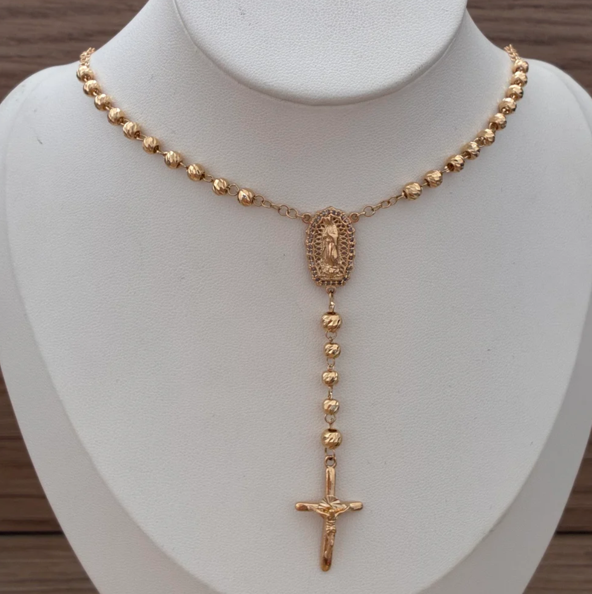 DIAMOND BEAD ROSARY 4.0MM YELLOW GOLD 18K 60CM - 12.55GR